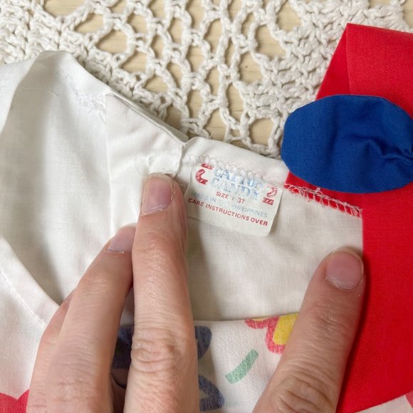 Vintage 1990s Catton Candy Baby Girl 3t Asymmetrical Floral Summer Top - Picture 3 of 3